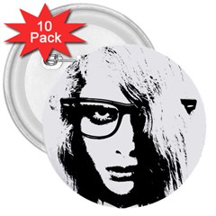 Hipster Zombie Girl 3  Button (10 Pack) by chivieridesigns