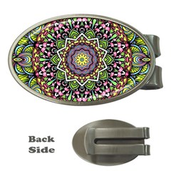 Psychedelic Leaves Mandala Money Clip (oval) by Zandiepants