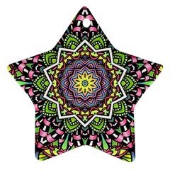 Psychedelic Leaves Mandala Star Ornament (two Sides) by Zandiepants