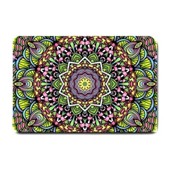 Psychedelic Leaves Mandala Small Door Mat by Zandiepants