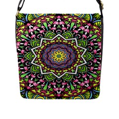 Psychedelic Leaves Mandala Flap Closure Messenger Bag (large) by Zandiepants