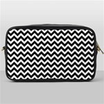 Black And White Zigzag Travel Toiletry Bag (One Side) Front