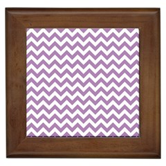 Lilac And White Zigzag Framed Ceramic Tile by Zandiepants