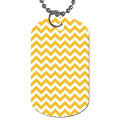 Sunny Yellow And White Zigzag Pattern Dog Tag (two-sided)  by Zandiepants