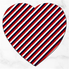 Diagonal Patriot Stripes Jigsaw Puzzle (heart) by StuffOrSomething