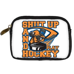 Shut Up And Play Hockey Digital Camera Leather Case by MegaSportsFan