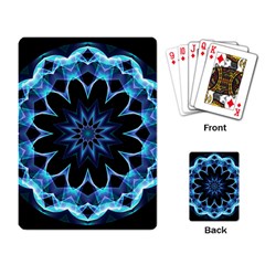 Crystal Star, Abstract Glowing Blue Mandala Playing Cards Single Design by DianeClancy