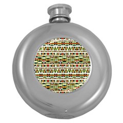 Aztec Grunge Pattern Hip Flask (round) by dflcprints