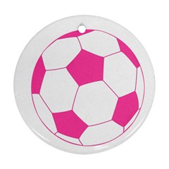 Soccer Ball Pink Round Ornament (two Sides) by Designsbyalex