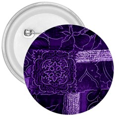 Pretty Purple Patchwork 3  Button by FunWithFibro