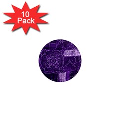 Pretty Purple Patchwork 1  Mini Button Magnet (10 Pack) by FunWithFibro