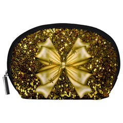 Golden Sequins And Bow Accessory Pouch (large) by ElenaIndolfiStyle