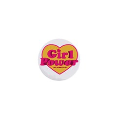 Girl Power Heart Shaped Typographic Design Quote 1  Mini Button by dflcprints