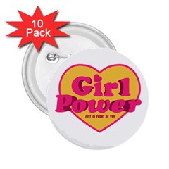 Girl Power Heart Shaped Typographic Design Quote 2 25  Button (10 Pack) by dflcprints