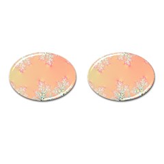 Peach Spring Frost On Flowers Fractal Cufflinks (oval) by Artist4God