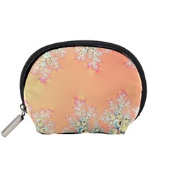 Peach Spring Frost On Flowers Fractal Accessory Pouch (small) by Artist4God