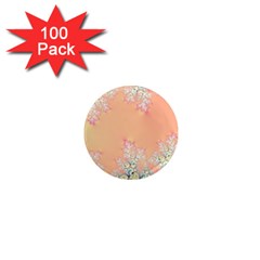 Peach Spring Frost On Flowers Fractal 1  Mini Button Magnet (100 Pack) by Artist4God