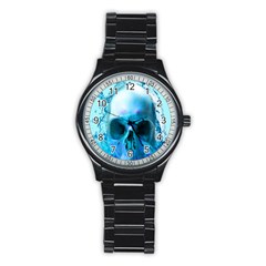 Skull In Water Sport Metal Watch (black) by icarusismartdesigns