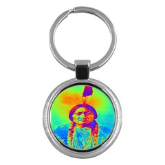 Sitting Bull Key Chain (round) by icarusismartdesigns