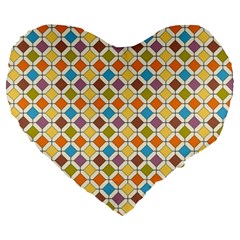 Colorful Rhombus Pattern 19  Premium Heart Shape Cushion by LalyLauraFLM