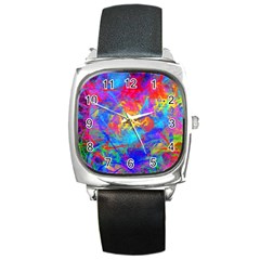 Colour Chaos  Square Leather Watch by icarusismartdesigns