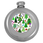 Oh Christmas Tree Hip Flask (Round) Front