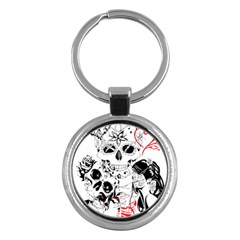 Skull Love Affair Key Chain (round) by vividaudacity