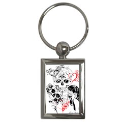 Skull Love Affair Key Chain (rectangle) by vividaudacity