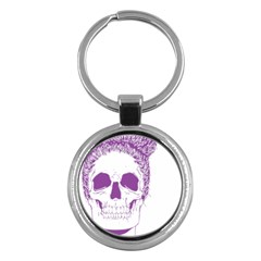 Purple Skull Bun Up Key Chain (round) by vividaudacity