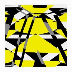 Yellow, Black And White Pieces Abstract Design Glasses Cloth (medium, Two Sides) by LalyLauraFLM