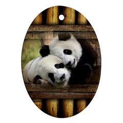 Panda Love Oval Ornament (two Sides) by TheWowFactor