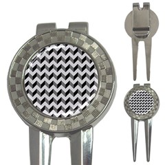 Modern Retro Chevron Patchwork Pattern  Golf Pitchfork & Ball Marker by GardenOfOphir