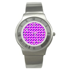 Modern Retro Chevron Patchwork Pattern Stainless Steel Watch (slim) by GardenOfOphir