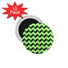 Green Modern Retro Chevron Patchwork Pattern 1 75  Button Magnet (10 Pack) by GardenOfOphir