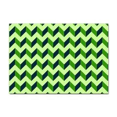 Green Modern Retro Chevron Patchwork Pattern A4 Sticker 100 Pack by GardenOfOphir