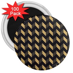 Tan Gray Modern Retro Chevron Patchwork Pattern 3  Button Magnet (100 Pack) by GardenOfOphir