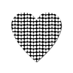 Black And White Leaf Pattern Magnet (heart) by GardenOfOphir