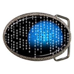 Binary Rain Belt Buckle (oval) by StuffOrSomething