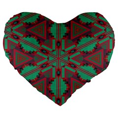 Green Tribal Star Large 19  Premium Heart Shape Cushion by LalyLauraFLM