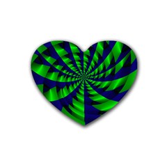 Green Blue Spiral Heart Coaster (4 Pack) by LalyLauraFLM