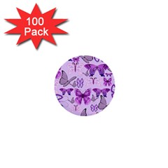 Purple Awareness Butterflies 1  Mini Button (100 Pack) by FunWithFibro