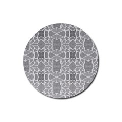 Grey White Tiles Geometry Stone Mosaic Pattern Drink Coaster (round) by yoursparklingshop