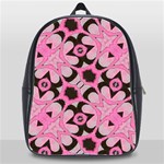 Powder Pink Black Abstract  School Bag (XL) Front