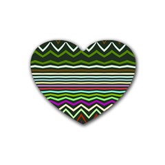 Chevrons And Distorted Stripes Heart Coaster (4 Pack) by LalyLauraFLM