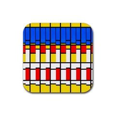 Colorful Rectangles Pattern Rubber Coaster (square) by LalyLauraFLM