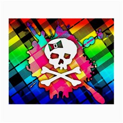 Rainbow Plaid Skull Glasses Cloth (small) by ArtistRoseanneJones