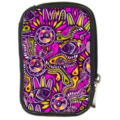 Purple Tribal Abstract Fish Compact Camera Leather Case by KirstenStar