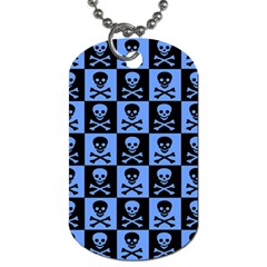 Blue Skull Checkerboard Dog Tag (one Side) by ArtistRoseanneJones