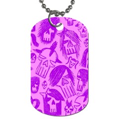 Purple Skull Sketches Dog Tag (one Side) by ArtistRoseanneJones