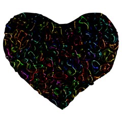 Colorful Transparent Shapes Large 19  Premium Heart Shape Cushion by LalyLauraFLM